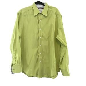 Robert Graham Green Patterned Striped Flip Cuff Button Down Shirt XL